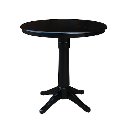 International Concepts Round 36 in Rd Top Pedestal Table, 12 in Leaf, 34.9 inH, Adjustable Height, Black, 36 W, 48 L, Wood K46-36RXT-27B-6B